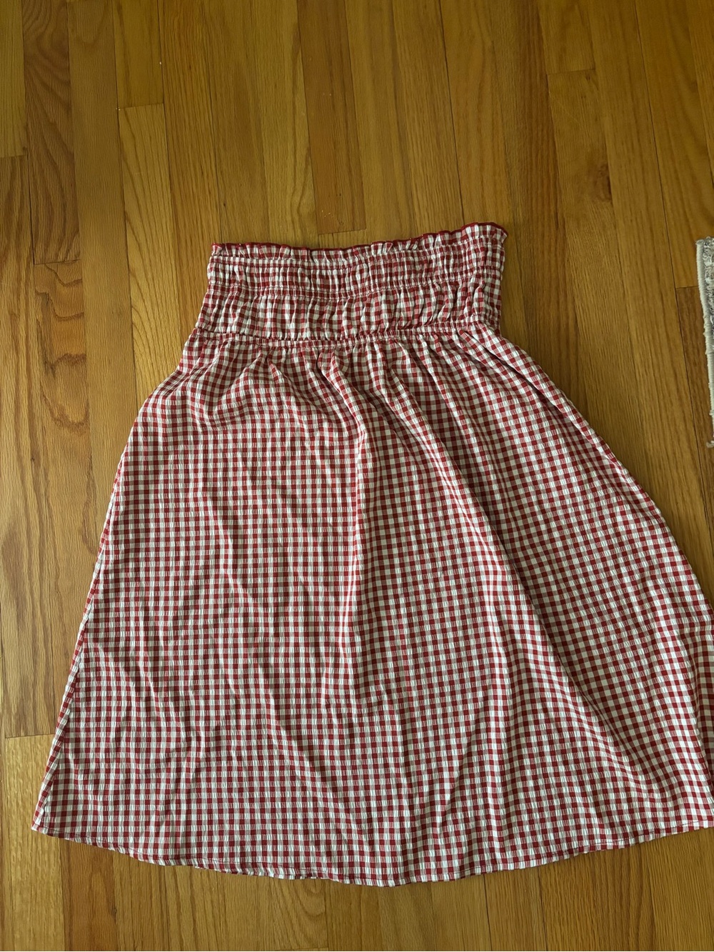 Cupshe Red and White Gingham Smocked A-Line Skirt